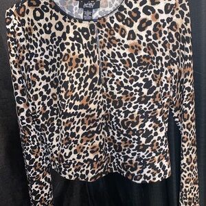 Trendy Animal Print Long Sleeve Blouse